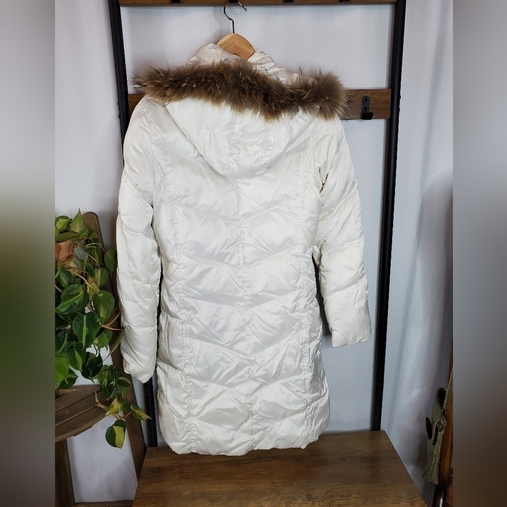 DANIER leather womens white long goose down jacket. Size xs. EUC - Picture 7 of 13